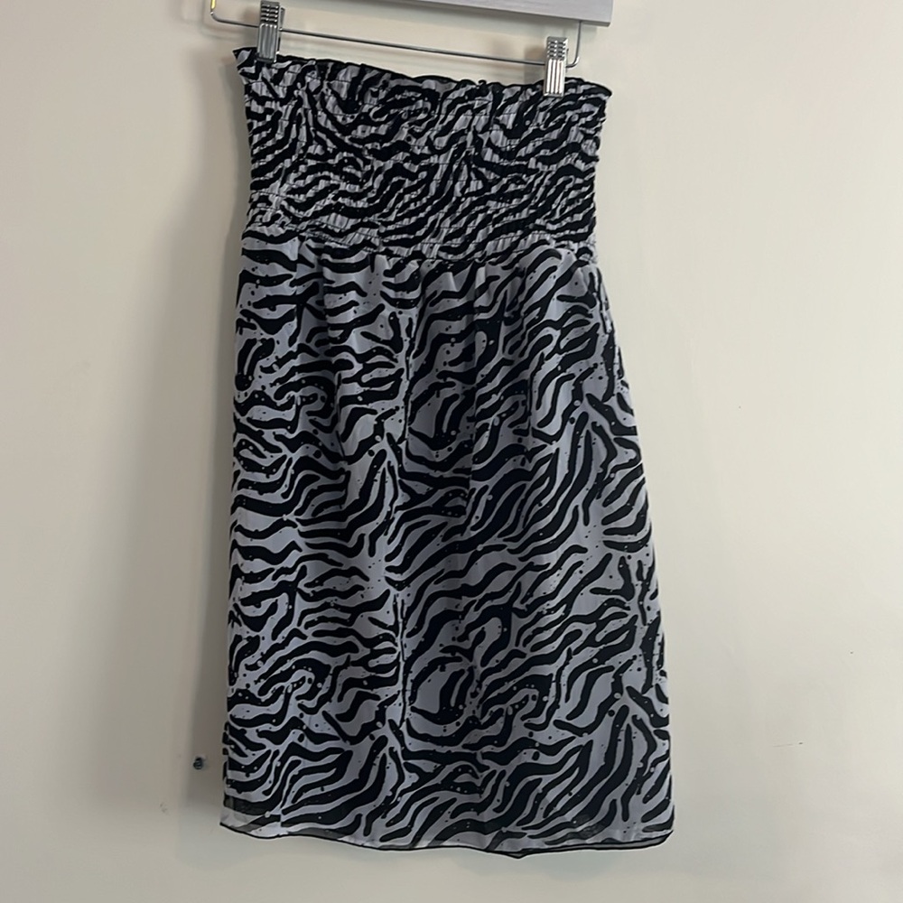 Vintage OP Ocean Pacific y2k‎ Black Zebra Cover Up Top Reversible Sheer Dress